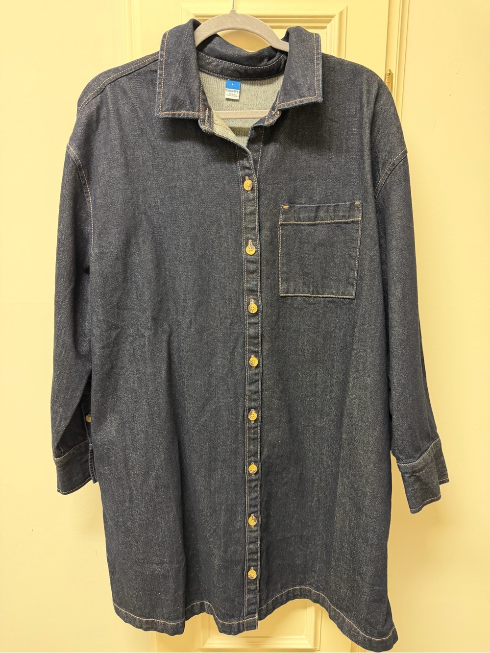 Old Navy Denim Longsleeve Button-Up Dress- Dark Blue